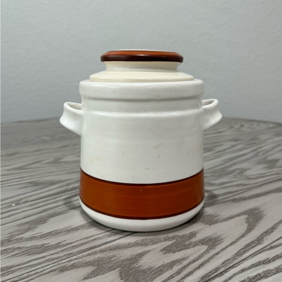Vintage MCM California Pottery Canister/Cookie Jar/Orange & Brown Retro Jar - Picture 1 of 7